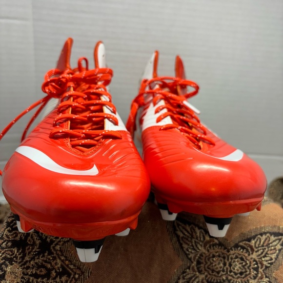 Nike Football Cleats Size 13.5 Mens Orange White Flash Vapor 3/4 TD 645729-118 - Picture 9 of 12